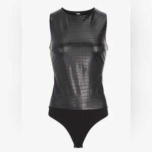 LOT OF 3 Express Faux Leather Sleeveless Thong Bodysuits Contour